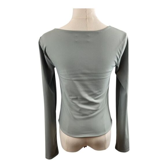 NEW Open Edit Small Pale Green Top Scoop Neck Long Sleeves Smooth Soft Stretchy - Picture 10 of 12
